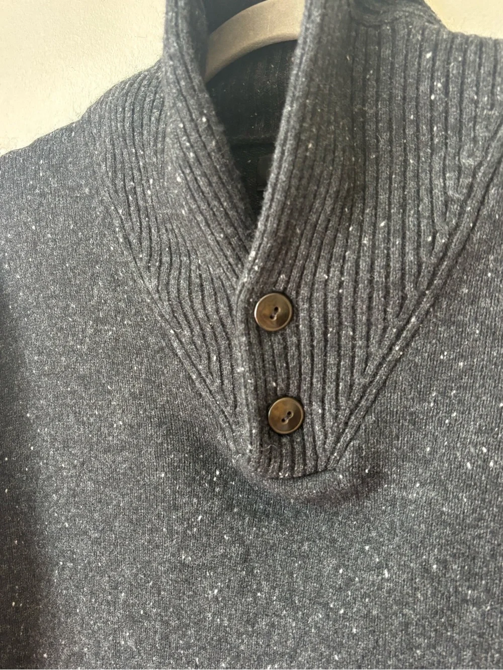 J. Crew Men’s Rugged Merino Donegal Shawl Collar Cardigan Gray size M charcoal